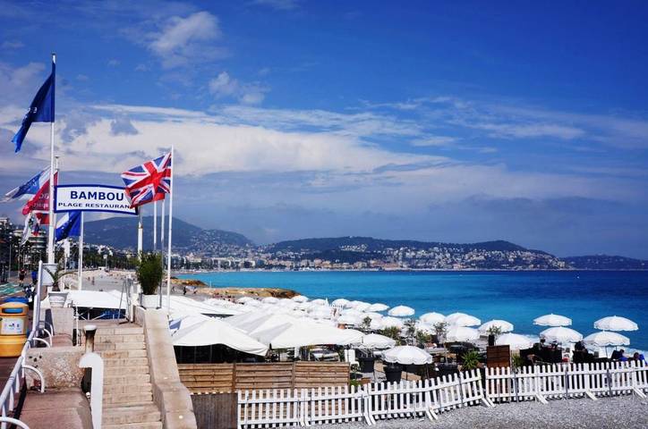 Gîte pour 4 personnes, avec Balcon ainsi que Terrasse et Vue dans Plage Fabron Bambou Nice