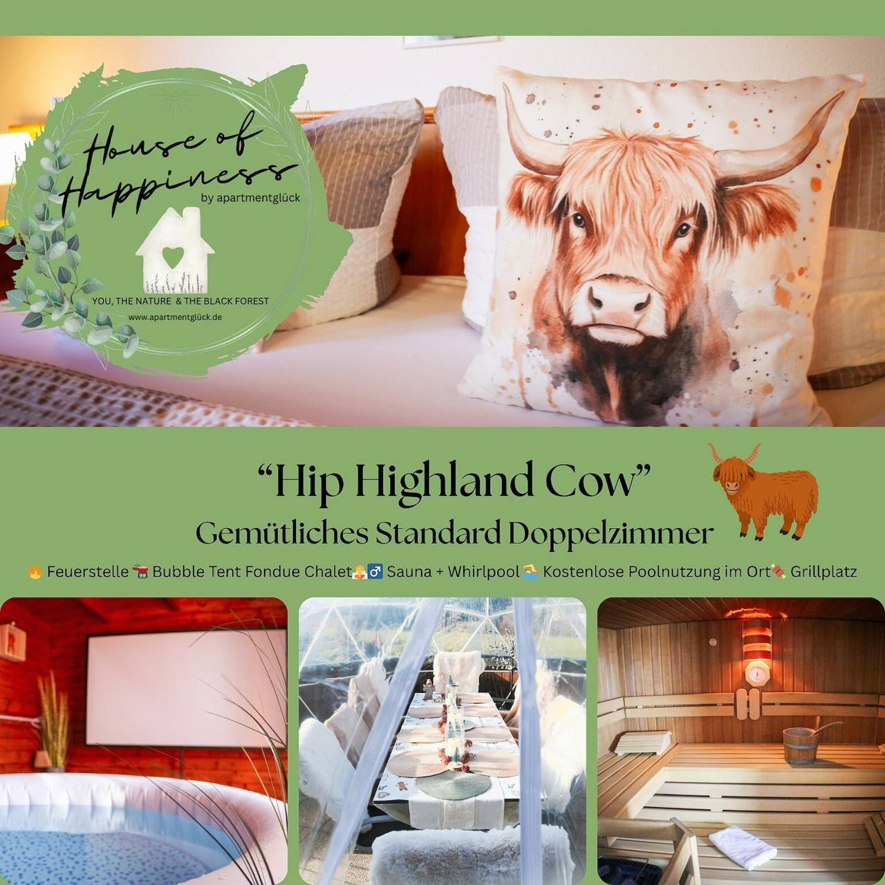 Hip Highland Cow - Ruhiges Doppelzimmer mit Balkon  in Schluchsee, Südschwarzwald