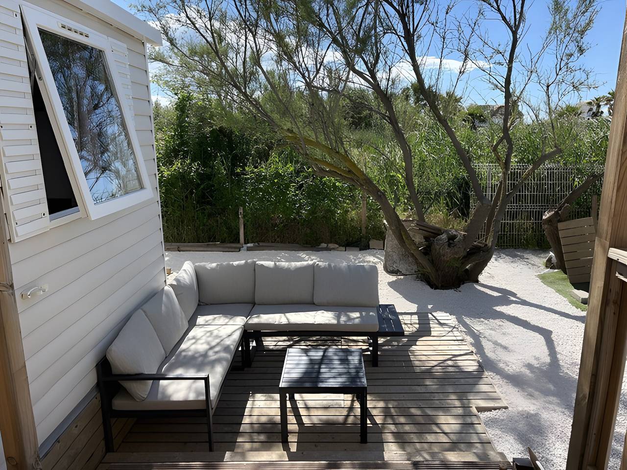 Mobilhome 'Les Dunes' met zeezicht, privéterras en airco in Agde, Middellandse Zeekust (Frankrijk)