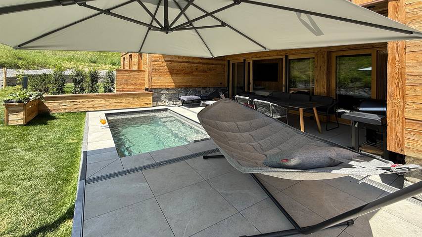 Chalet für 5 Personen, mit Sauna und Garten sowie Ausblick, mit Haustier am Forggensee