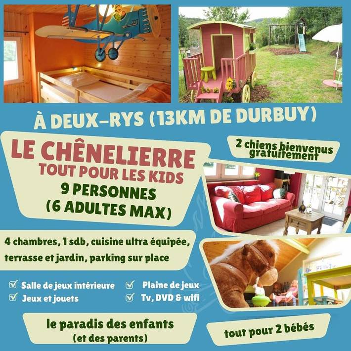 Location de vacances pour 9 personnes, avec Terrasse ainsi que Jardin et Vue dans Harre