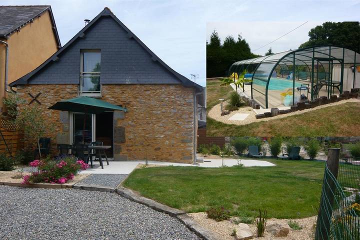Gîte pour 6 personnes, avec jardin ainsi que terrasse et piscine