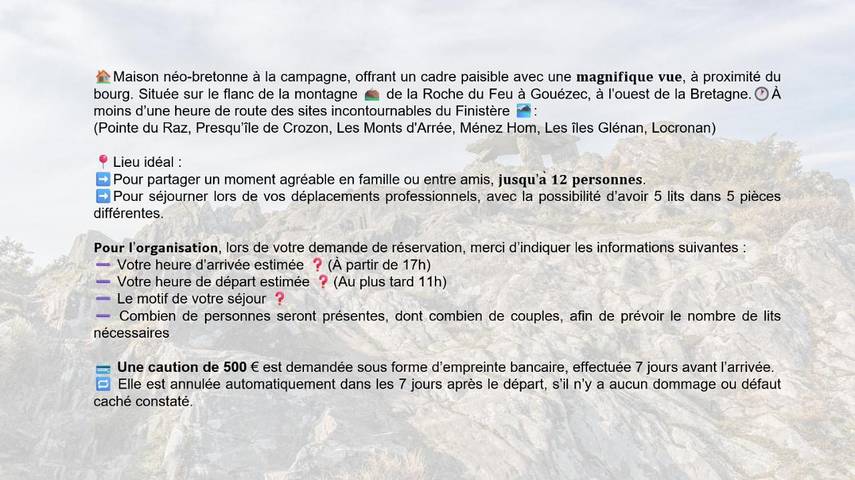 Location de vacances pour 12 personnes, avec jardin et vue à Gouézec - 4