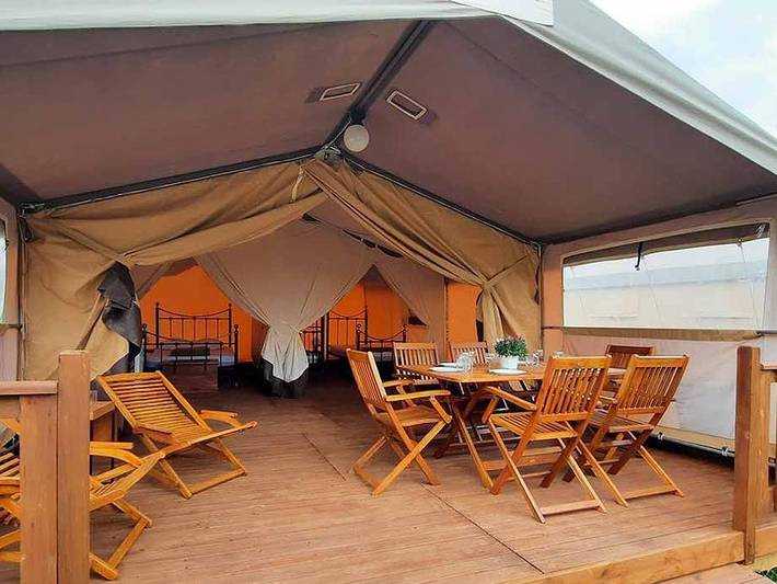 Camping Les Chênes Clairs - Safarizelt 4 personen - Loubressac in Condat (Lot), Lot
