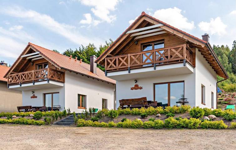 Dom dla 6 osób, z widok i sauna oraz taras w Stężyca