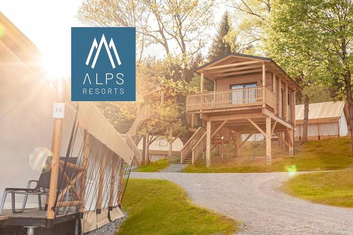 Zelt für 3 Personen, mit Balkon und Terrasse sowie Garten und Kinderpool in Kärnten