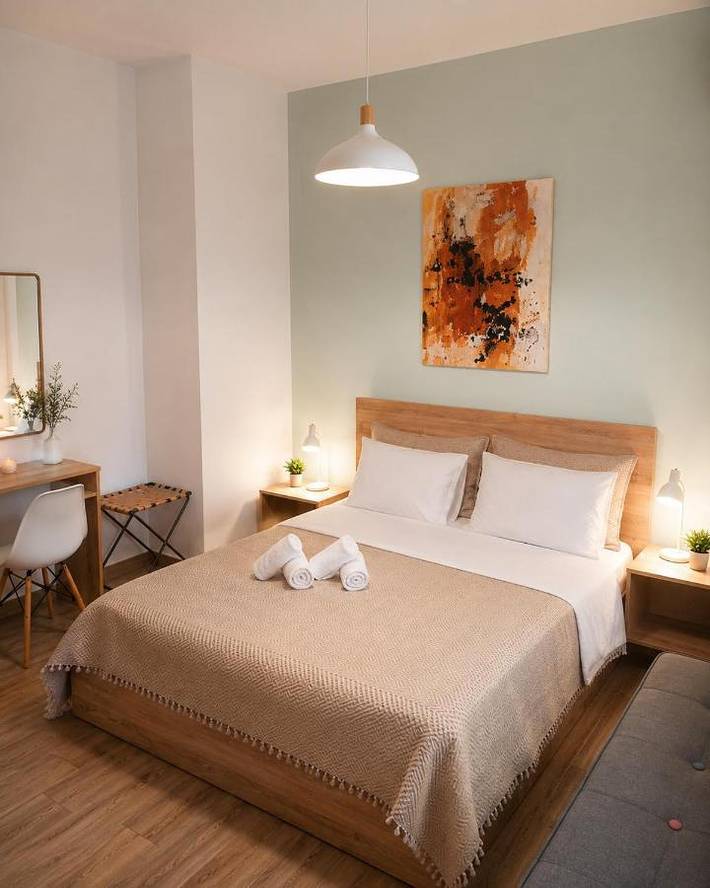 Gîte pour 3 personnes, avec Balcon et Terrasse ainsi que Jardin et Vue dans Nea Kallikratia