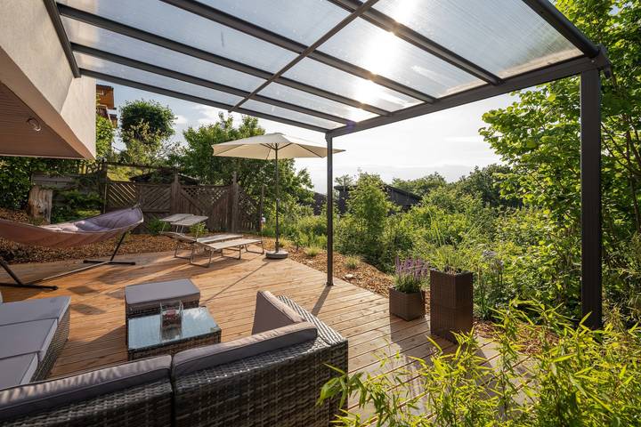 Ferienhaus für 6 Personen, mit Terrasse und Garten sowie Sauna und Ausblick an der Rhön