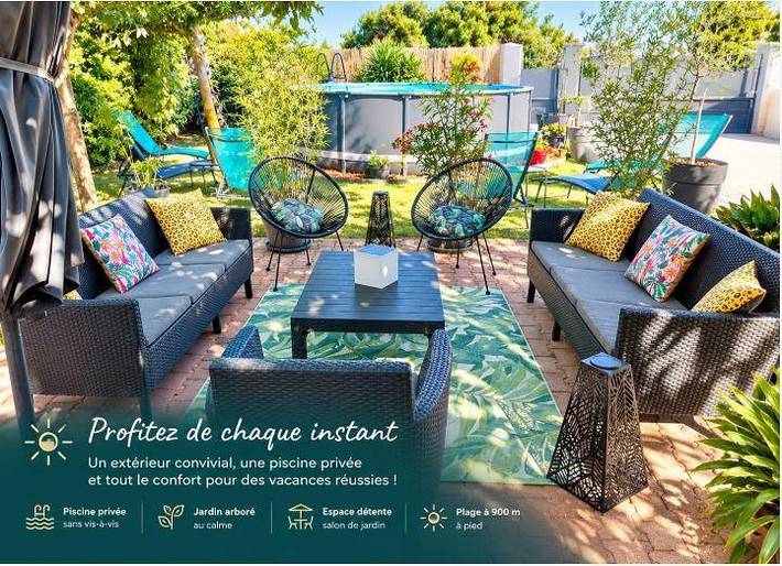 Gîte pour 6 personnes, avec Terrasse ainsi que Jardin et Piscine