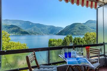 Ferienwohnung für 4 Personen, mit Terrasse und Seeblick im Tessin