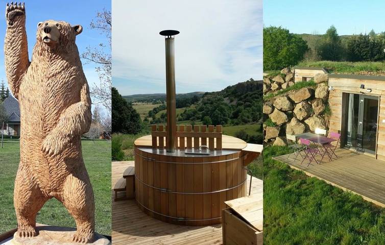 Camping pour 4 personnes, avec Jacuzzi et Terrasse ainsi que Jardin et Sauna