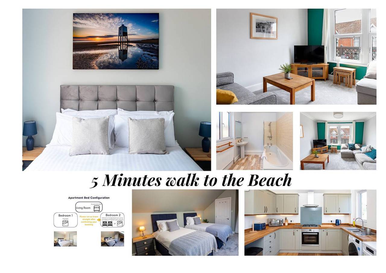 Entire apartment, Pass the Keys | Stylish 2 Bed Flat near Beach+M5 in Burnham on Sea & Highbridge, Somerset