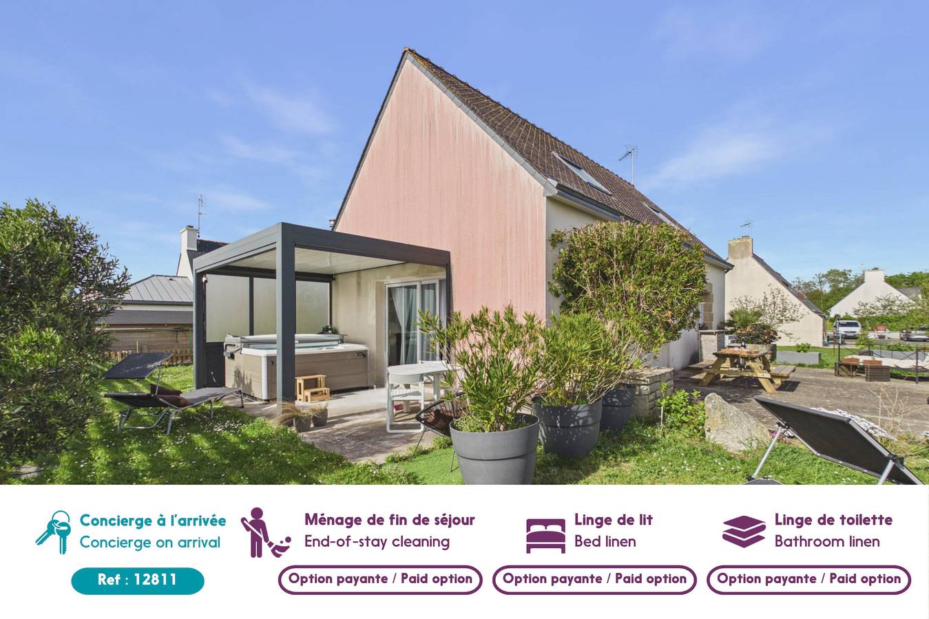 Maison pour 6 avec Jacuzzi et grand jardin in Treffiagat, Région de Quimper