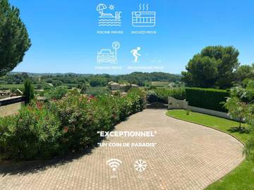 Cottage pour 4 personnes, avec sauna et jardin ainsi que piscine et vue à Thézan-lès-Béziers