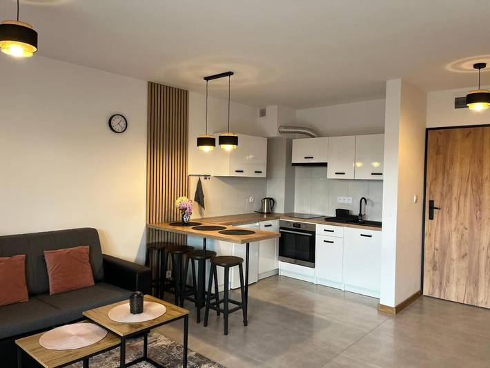 Apartament wakacyjny dla 3 osób, z ogród i balkon oraz widok w Chmielno