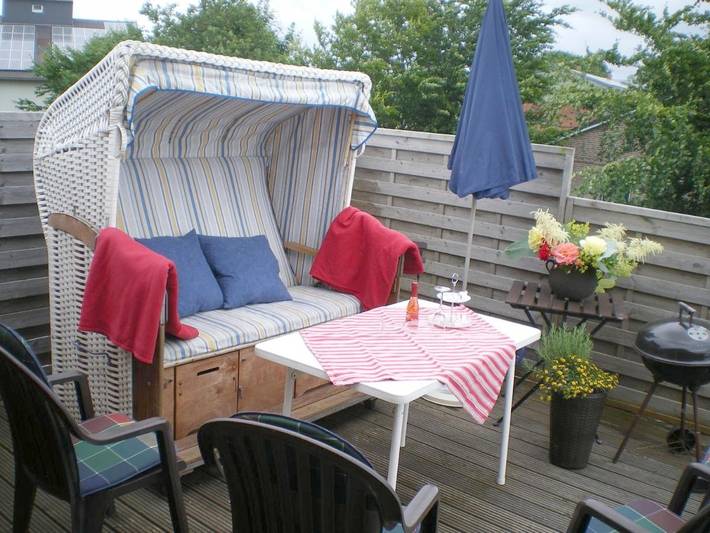 Ferienwohnung für 4 Personen, mit Balkon und Terrasse sowie Garten und Sauna in Leck