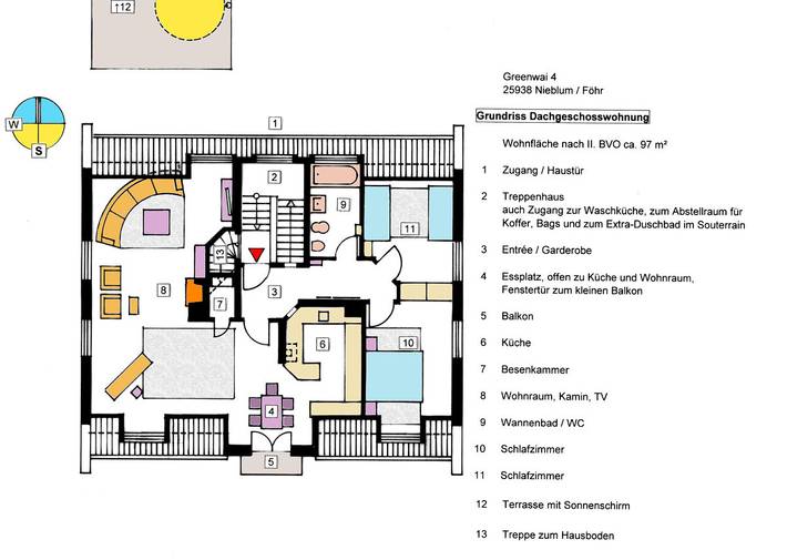 Ferienwohnung für 4 Personen, mit Balkon und Terrasse sowie Garten in Nieblum - 3