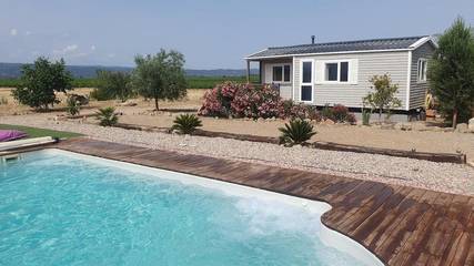 Maison de campagne pour 4 personnes, avec jardin et piscine ainsi que terrasse et vue à Azille