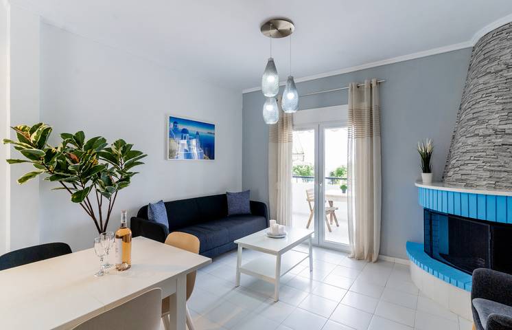 Ferienwohnung für 6 Personen, mit Meerblick und Balkon sowie Garten