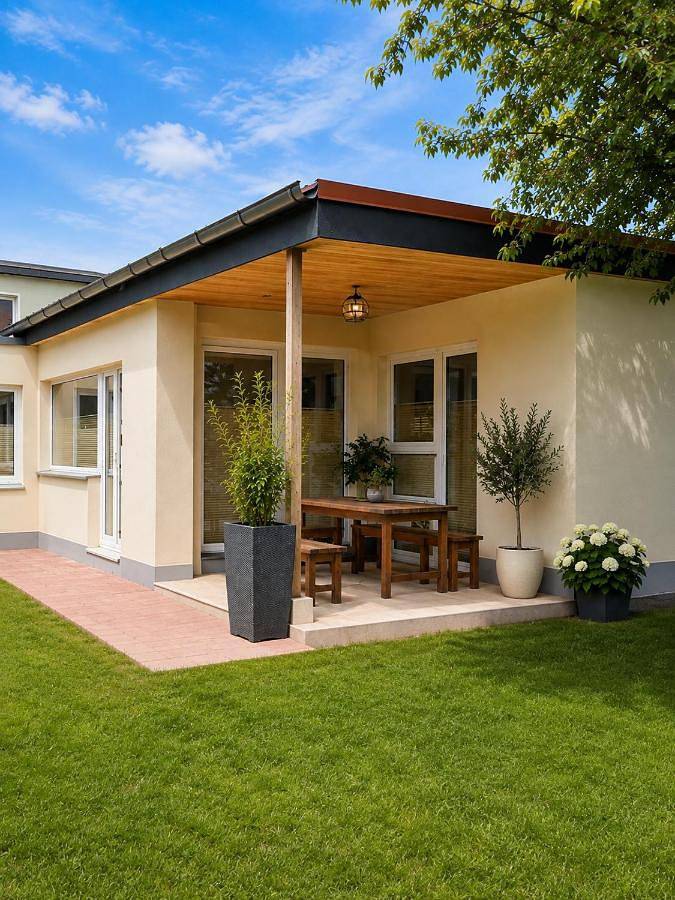 Ferienwohnung für 4 Personen, mit Terrasse und Garten sowie Sauna und Ausblick in Französisch Buchholz Berlin
