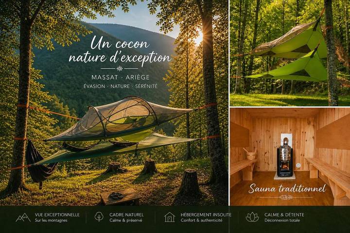 Location de vacances pour 3 personnes, avec Terrasse et Jardin ainsi que Sauna et Vue à Massat