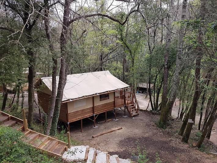 Camping Les Bords de Cèze - Safarizelt 6 personen - Paillote auf Stelzen in Cornillon, Nimes und Umgebung