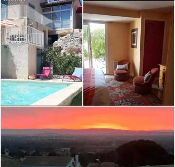 Chambre d’hôte pour 2 personnes, avec piscine et jardin ainsi que terrasse et vue à Villeneuve-lès-Avignon