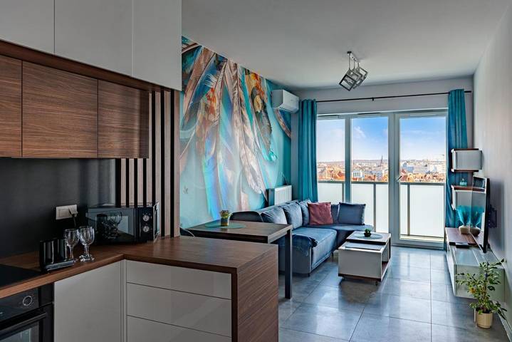 Apartament wakacyjny dla 4 osób, z Balkon i Ogród oraz Widok w Chorzów
