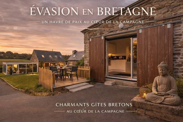 Maison "Ty Ar Dreuz" avec jacuzzi, terrasse privée, jardin et Wi-Fi in Plouégat-Moysan, Région de Morlaix