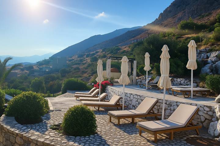 Holiday rental for 10 people, with Ocean view and Balcony as well as Garden and Pool in Hersonissos