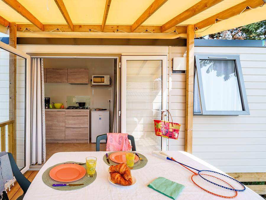 Camping du Vieux Château - Mobilheim 2 personen - Mobilheim Escale 20m² - 1 Schlafzimmer + Fernseher in Saint-Michel-Chef-Chef, Côte de Jade