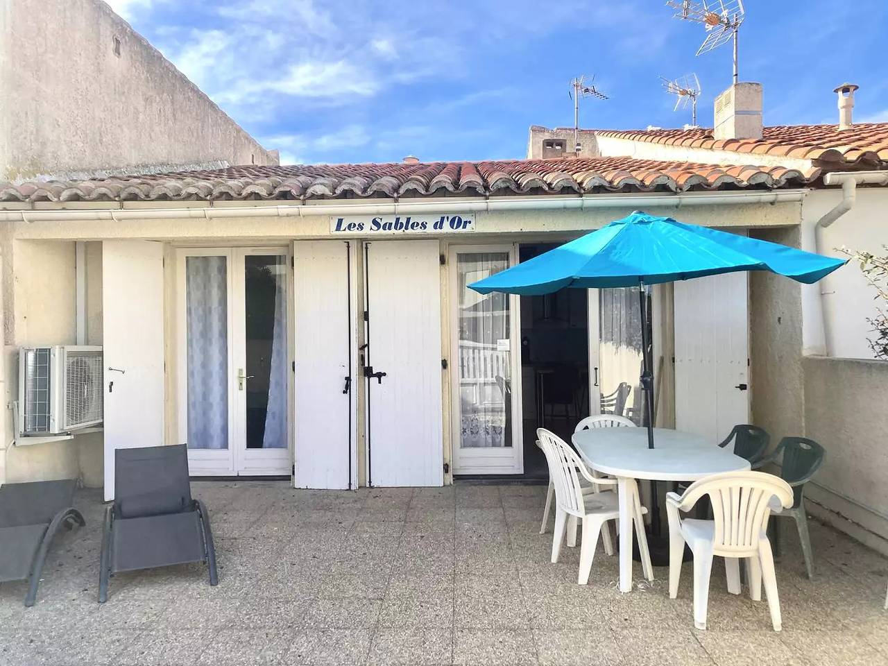 50M Plage: Paint Haus Futter Klimaanlage 6 Cruchages mit schöner Terrasse in Port-la-Nouvelle, Narbonne und Umgebung
