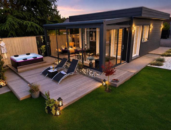 Chalet pour 3 personnes, avec sauna ainsi que jacuzzi et jardin