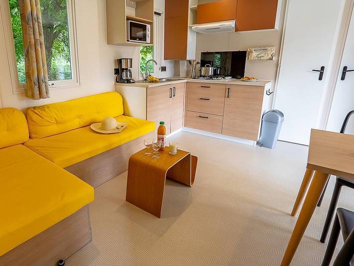 Camping Les Ballastières - Vosges du Sud - Mobilheim 6 personen - Komfort 3 Zimmer am Wasserrand in Champagney, Regionaler Naturpark Belchen der Vogesen