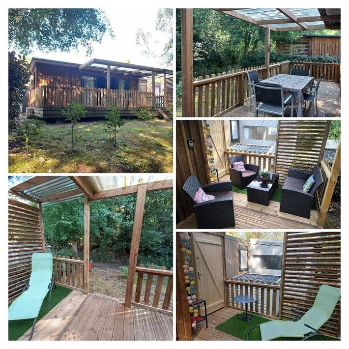 Camping pour 6 personnes, avec Terrasse et Jardin ainsi que Piscine et Vue