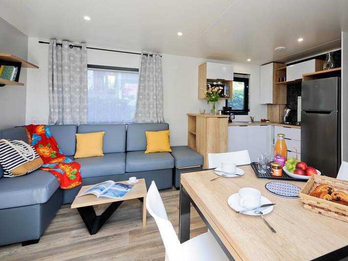 Camping Sites et Paysages - Le Panoramic  - Mobilheim 6 personen - R-Home 32m² (3 Ch 1 Sdb) Terrasse Meerblick in Telgruc-sur-Mer, Iroise