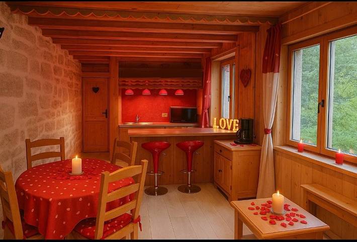 Gîte pour 3 personnes, avec terrasse et jardin ainsi que sauna et jacuzzi