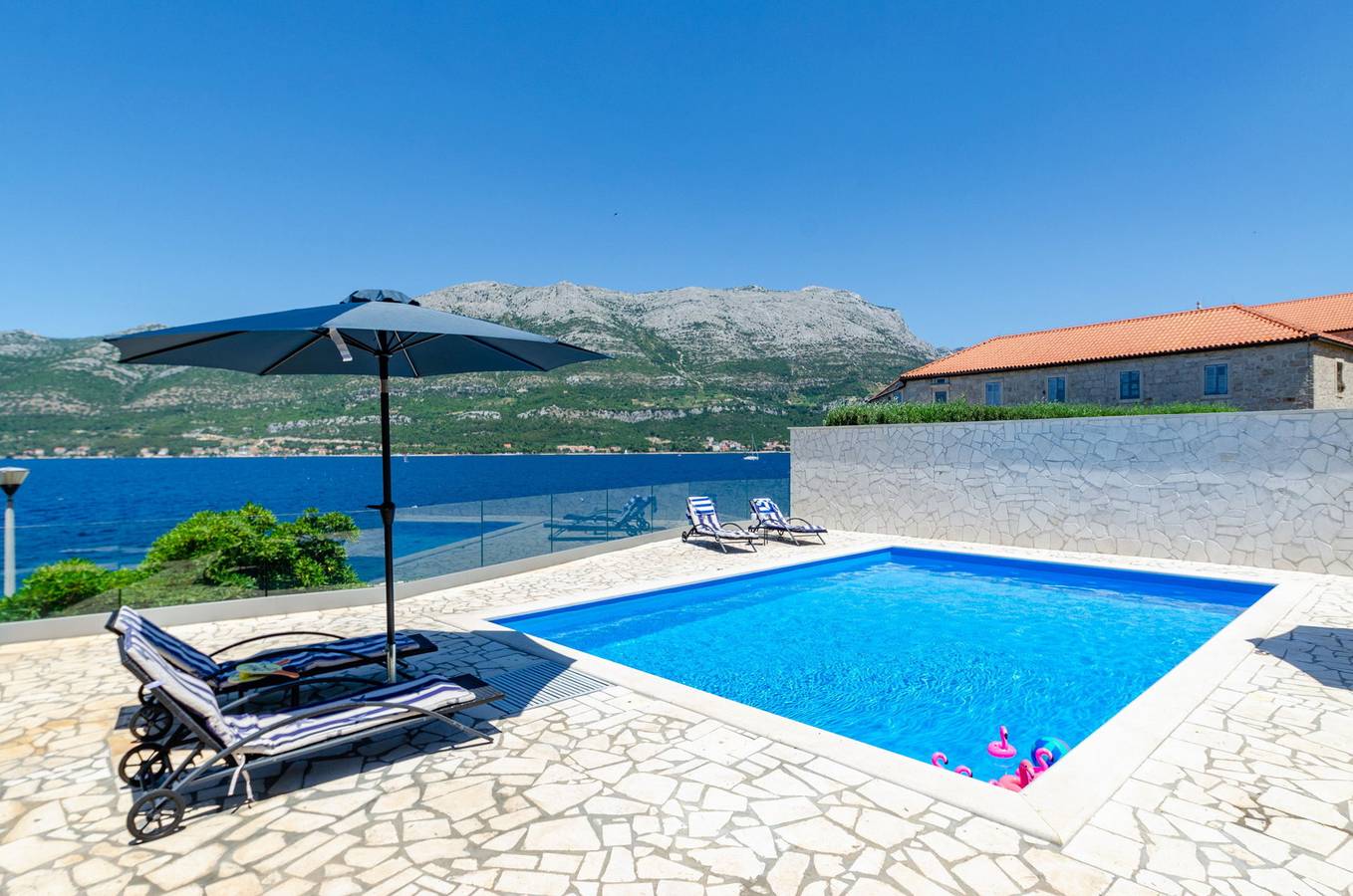 Beachfront Villa Gabriela with Pool in Korcula Town, Korcula
