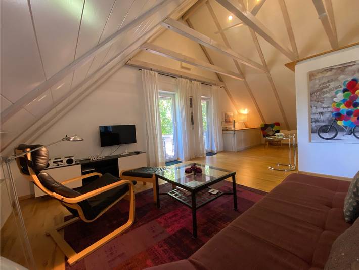 Ferienwohnung für 2 Personen, mit Balkon/Terrasse und Balkon sowie Garten