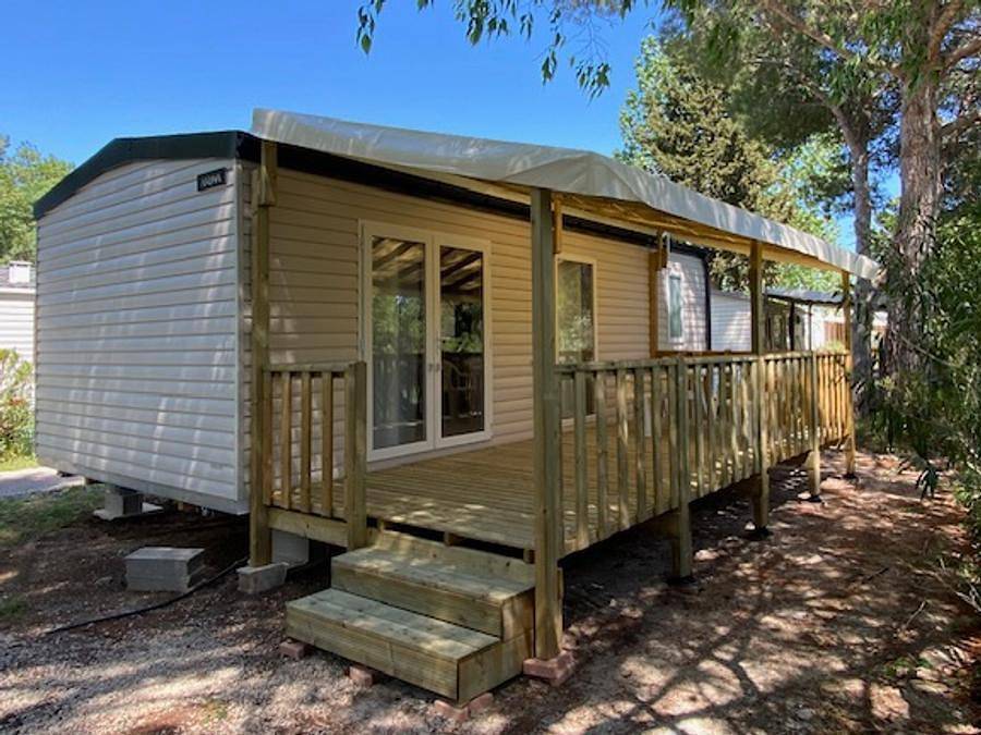 Camping de l'Arnel - Mobilheim 4 personen - Standcaravan Riviera Beach - 32m2 - 2 Schlafz. in Villeneuve-lès-Maguelone, Mittelmeerküste (Frankreich)
