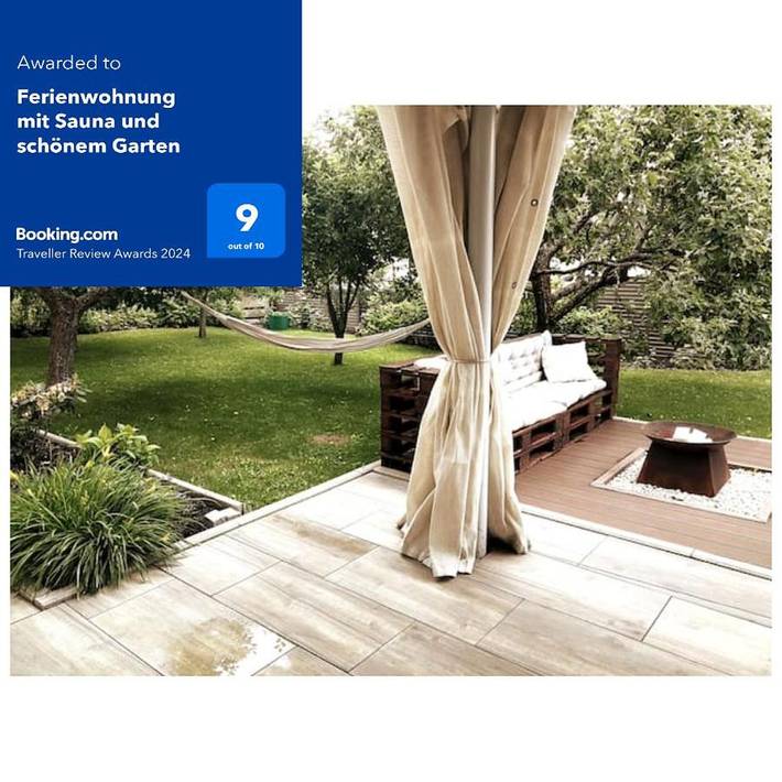 Ferienwohnung für 2 Personen, mit Terrasse und Garten sowie Sauna