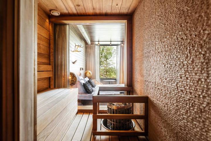 Hôtel pour 3 personnes, avec terrasse ainsi que vue et sauna