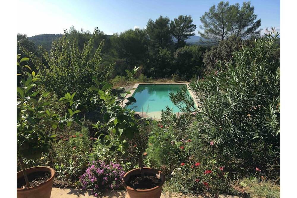 Dreaming in Provence among the olive trees, with a view of the Sainte Beaume mountain range in Barjols, Brignoles region
