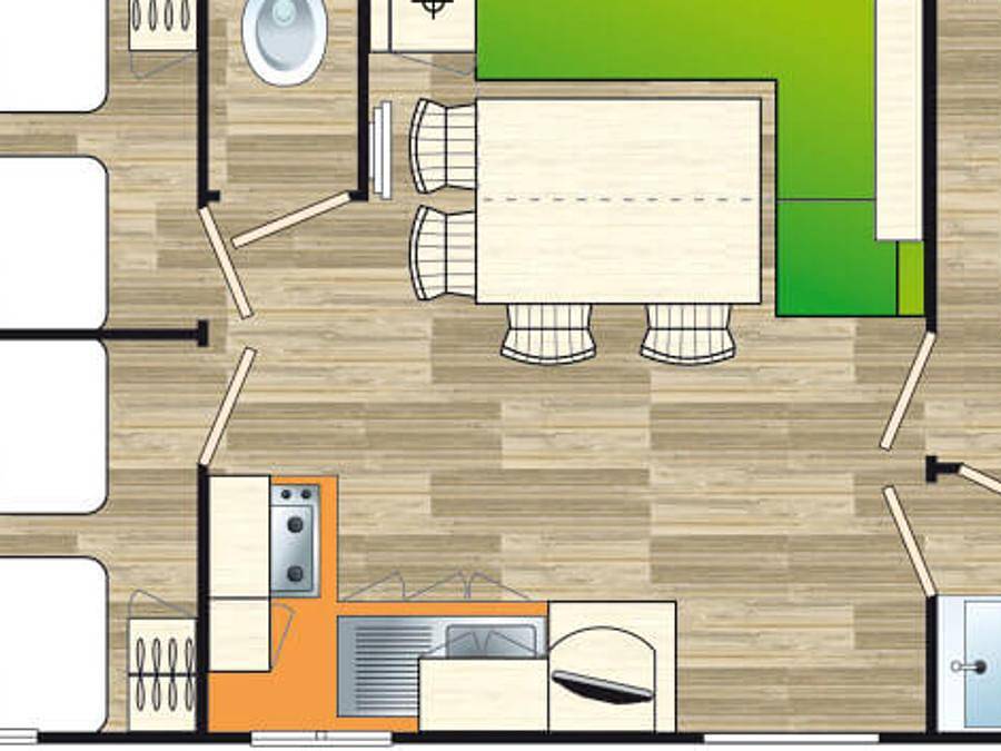 Camping les Sables d'argent - Mobilhome 8 personnes - Grand Large S 30m² / 3 chambres - terrasse couverte in Soulac-sur-Mer, Région de Lesparre-Médoc