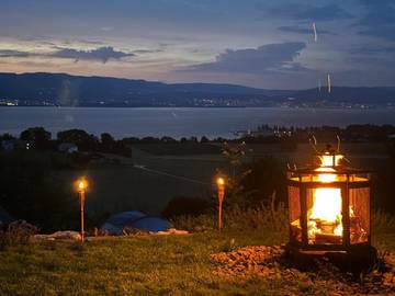 Glamping per 4 persone, con giardino e vista lago nonché panorama in Svizzera