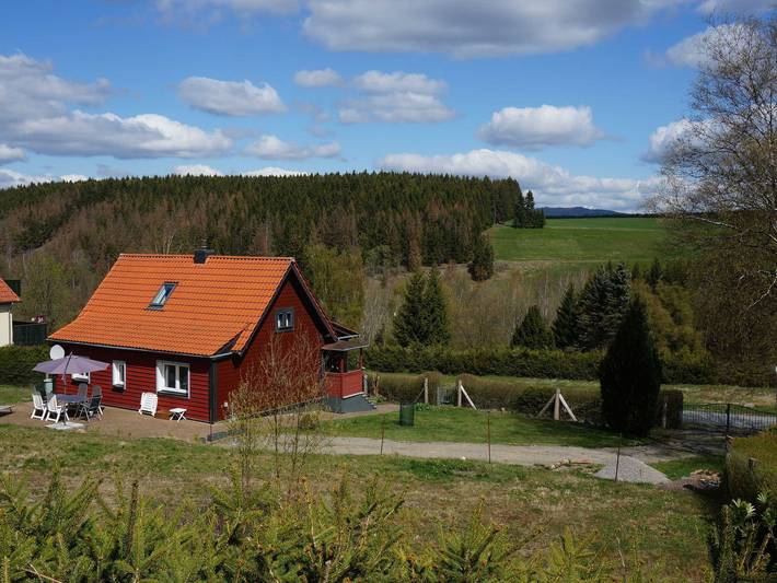 Ferienhaus für 6 Personen, mit Ausblick und Garten sowie Terrasse im Ostharz
