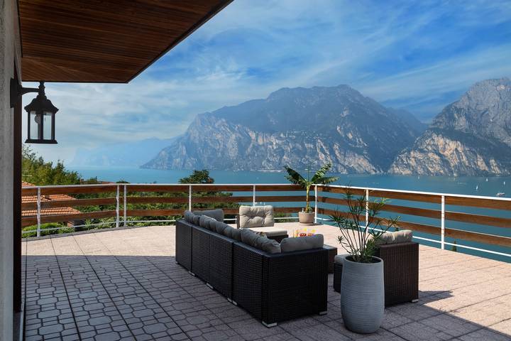 Ferienwohnung für 7 Personen, mit Balkon und Garten sowie Seeblick in Nago-Torbole