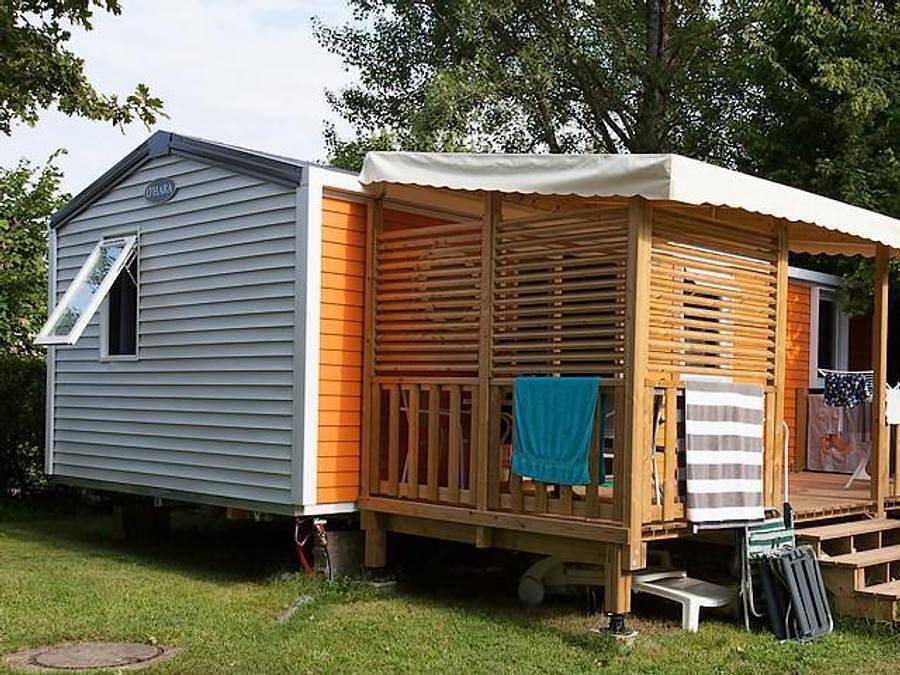 Camping Brantôme Peyrelevade - Mobile home 6 persons - Mobile home Le Platane (3 bedrooms) + large terrace + Tv in Brantôme en Périgord, Périgord Vert