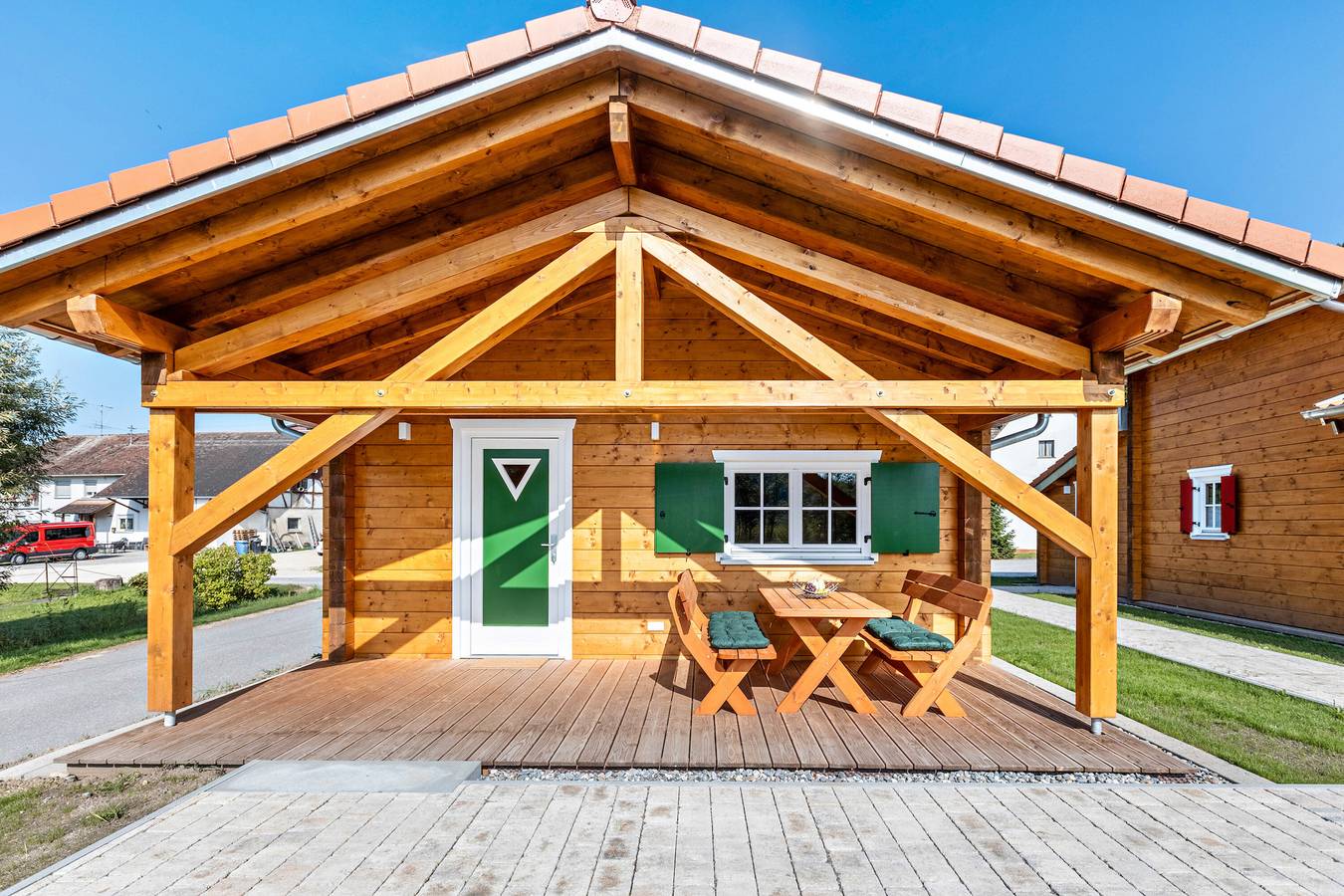Chalet 'Wiesengrün' mit privater Terrasse und Wlan in Stockach, Landkreis Konstanz