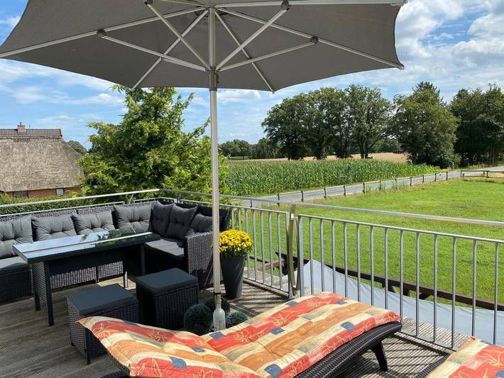 Ferienwohnung für 4 Personen, mit Balkon und Terrasse sowie Ausblick